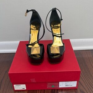 Valentino Black and Gold Women's Heels